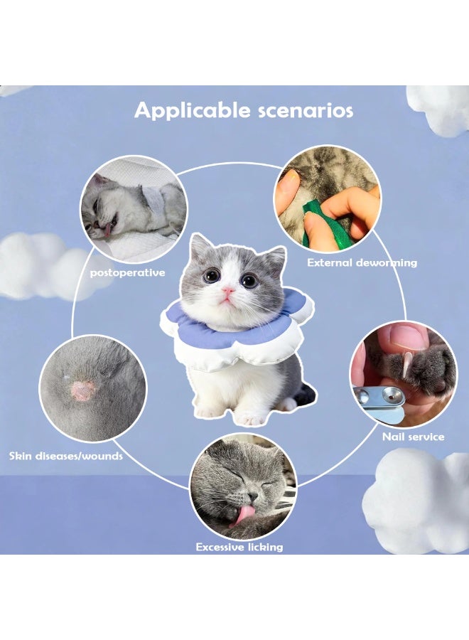 القط زهرة الياقات الناعمة ، قابل للتعديل بعد الجراحة القط زهرة الياقات ، لطيف للماء استعادة الياقات ، للحيوانات الأليفة لوقف لعق ( الزهور الزرقاء الصغيرة ) - Image 4